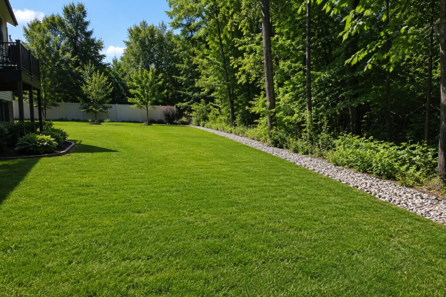 New Jersey backyard with trimmed lawn and cleared brush to reduce tick habitat