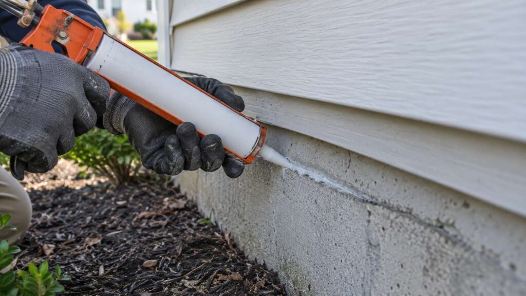 Sealing a foundation gap for rodent exclusion on a Mercer County, NJ home