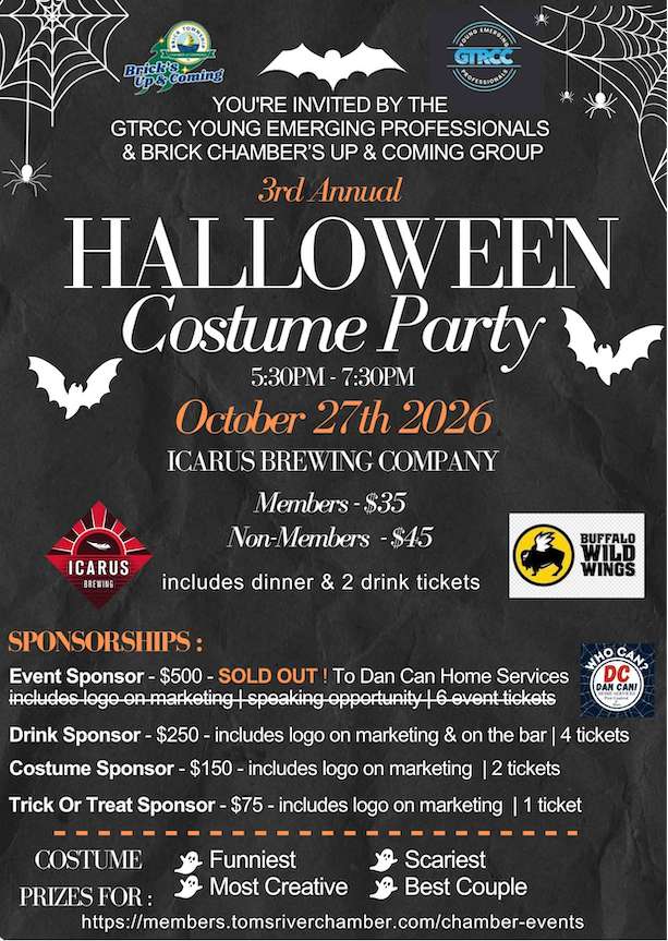 flyer for the 3rd Annual Halloween Costume Party in Brick